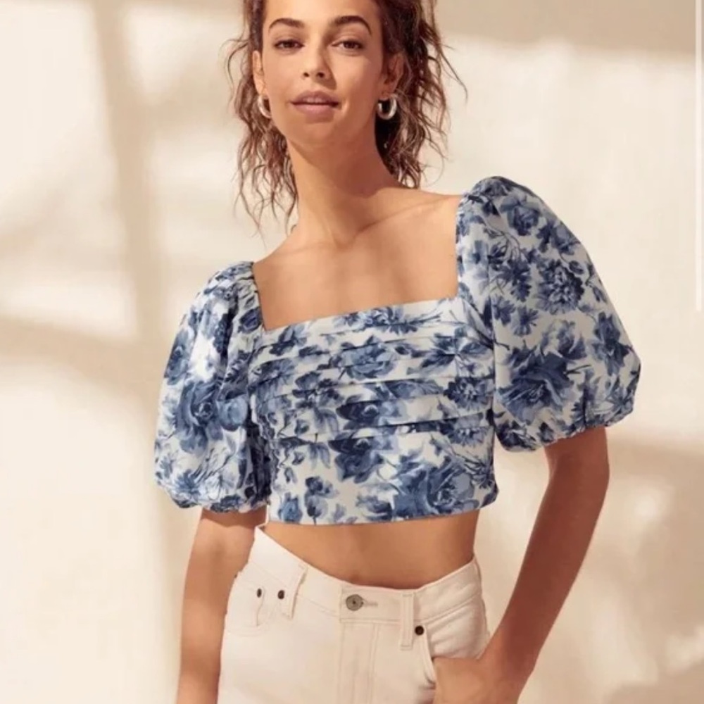 Abercrombie blue and white top